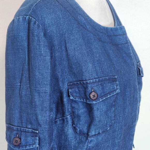 Day Birger et Mikkelsen Blue Chambray Distressed Linen Jacket Size Small 36 - Picture 5 of 11